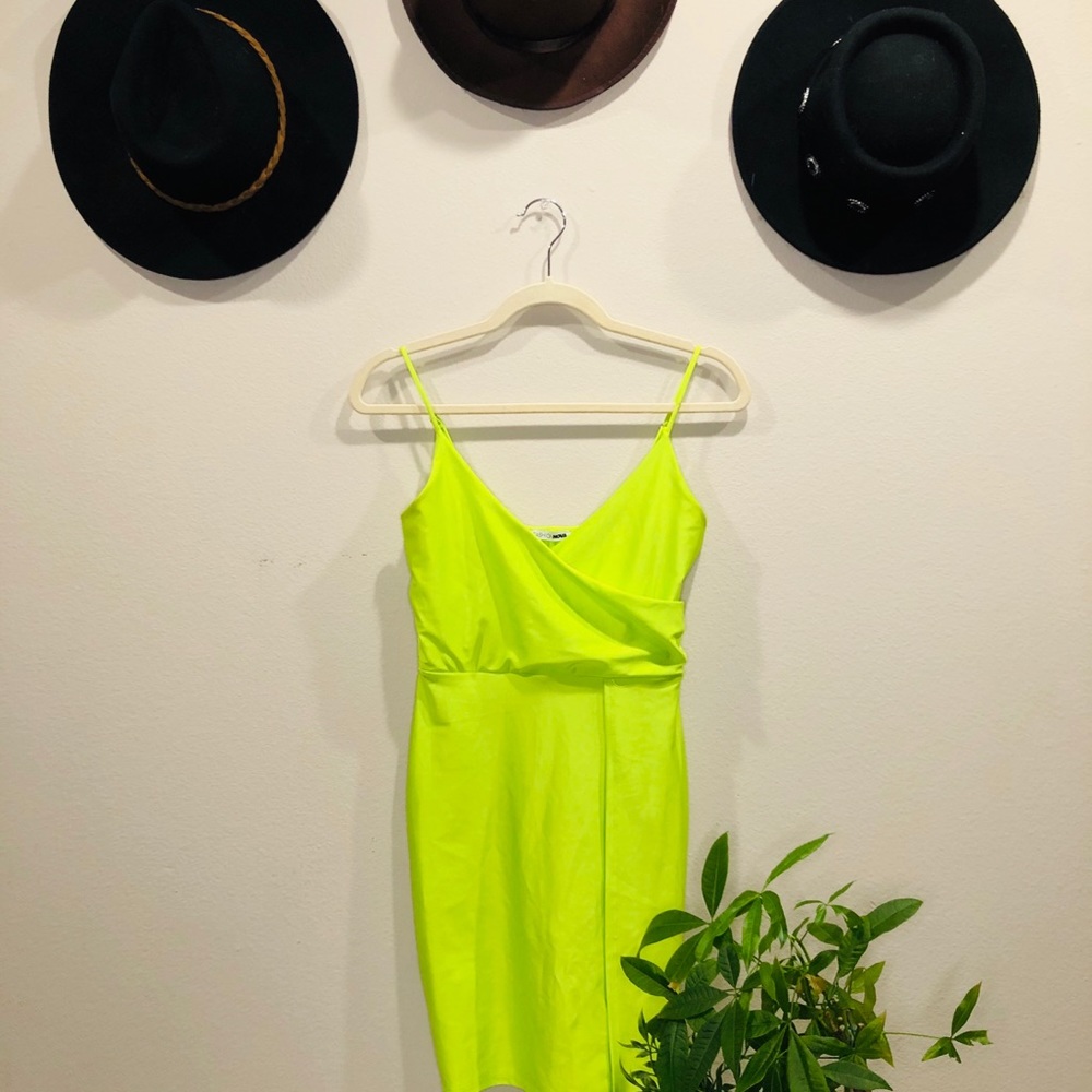 Neon green mini dress